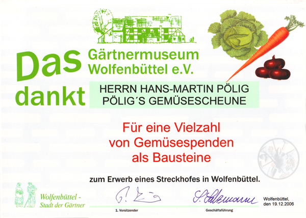 Spende Gärtnermuseum